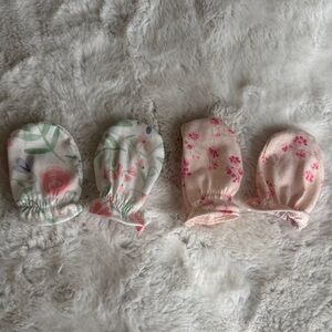 Set of 2 Baby Floral Cotton Mittens